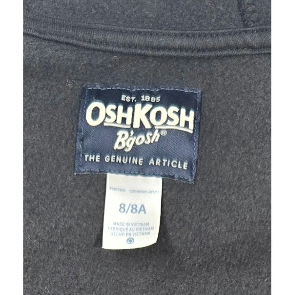 OshKosh Bgosh Kids Black Full Zip Hoodie Sweatshirt Size 8 8A Solid sweater Soft